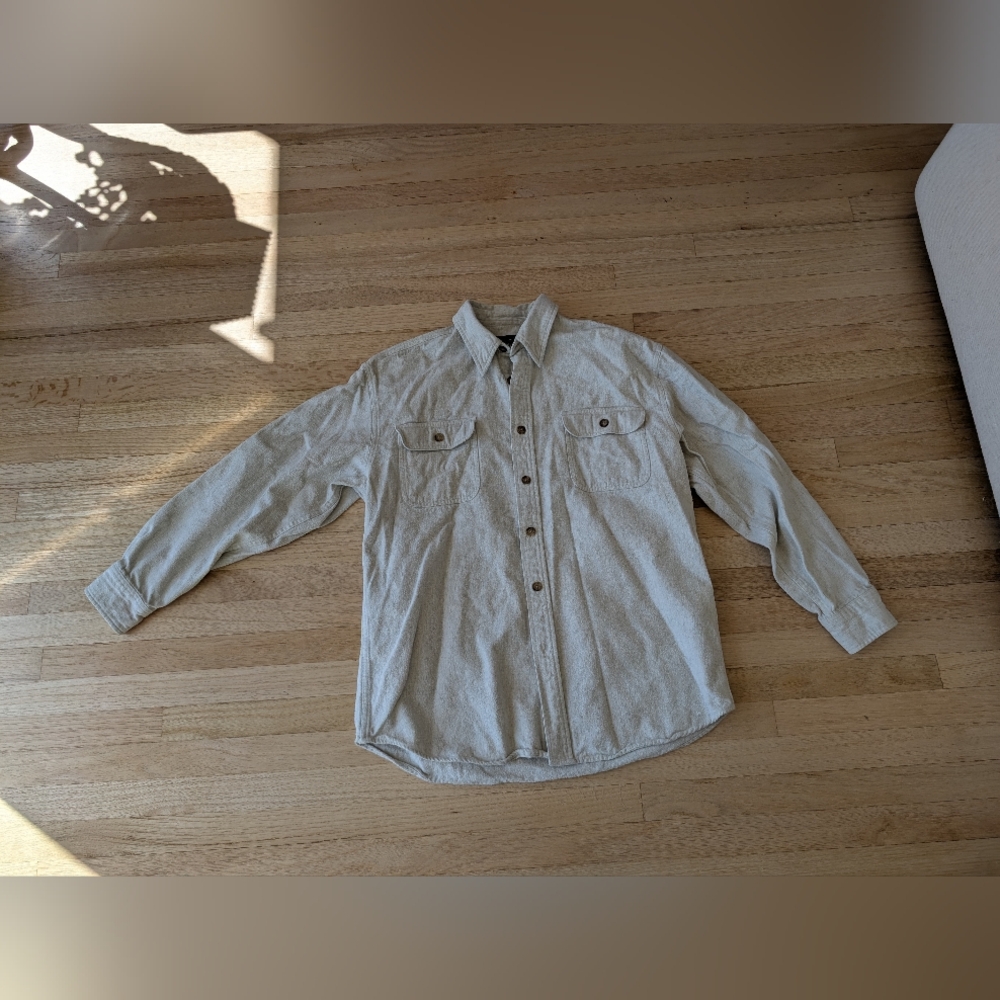 RedHead Flannel Button Front Shirt in Oatmeal, Cream Grey Men’s (Size Medium)
